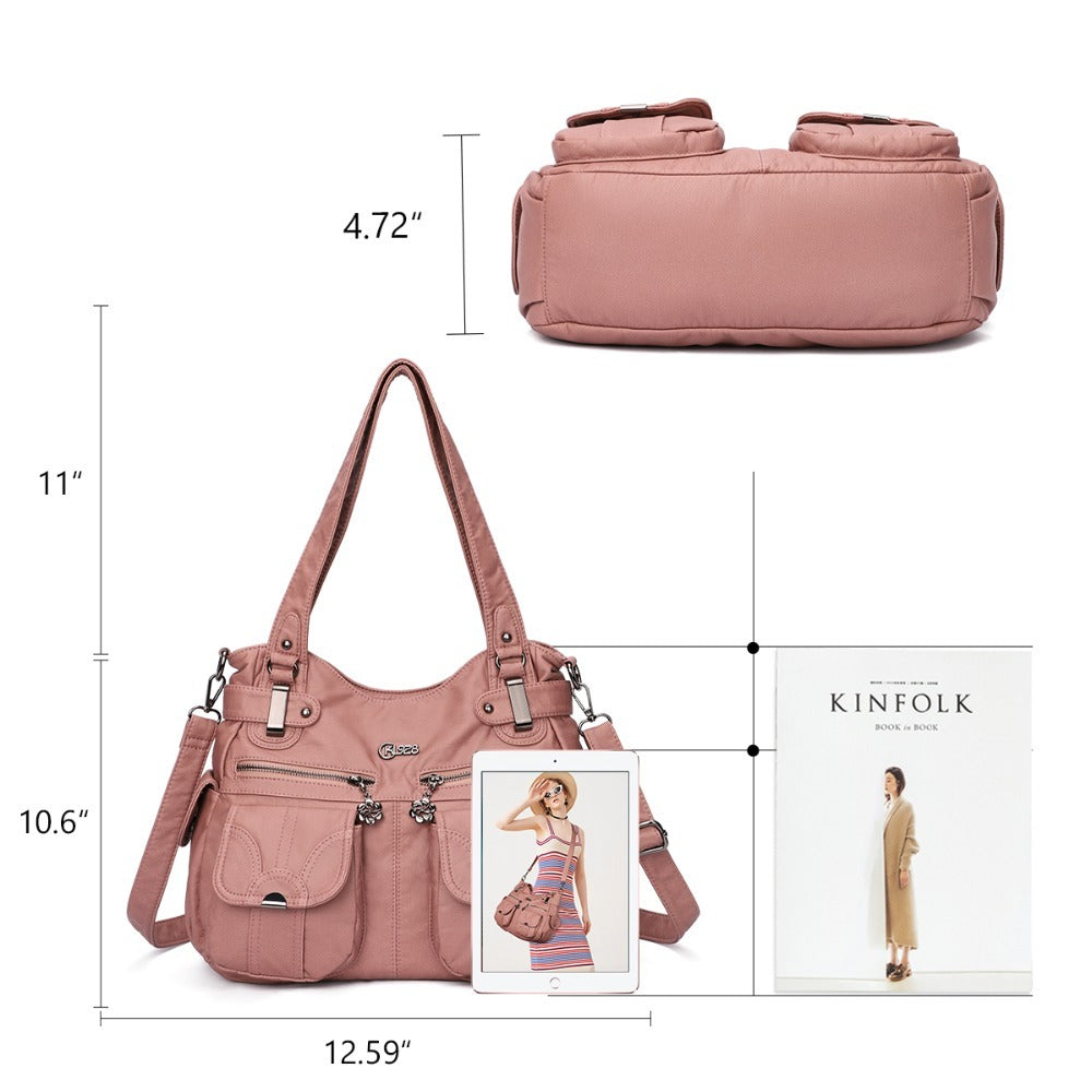 Fashion Ladies Soft Leather Portable Messenger Crossbody Tote Bag