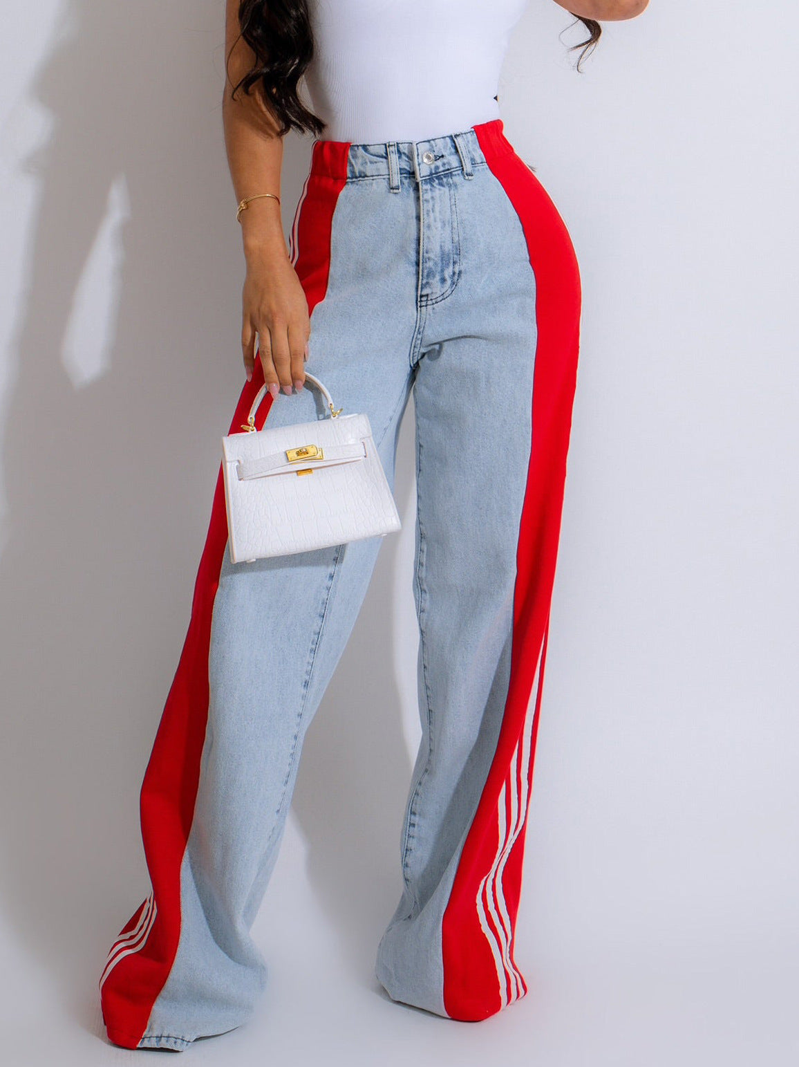 2025 Fashion Casual High Waist Elastic Straight Leg Streetwear Trousers