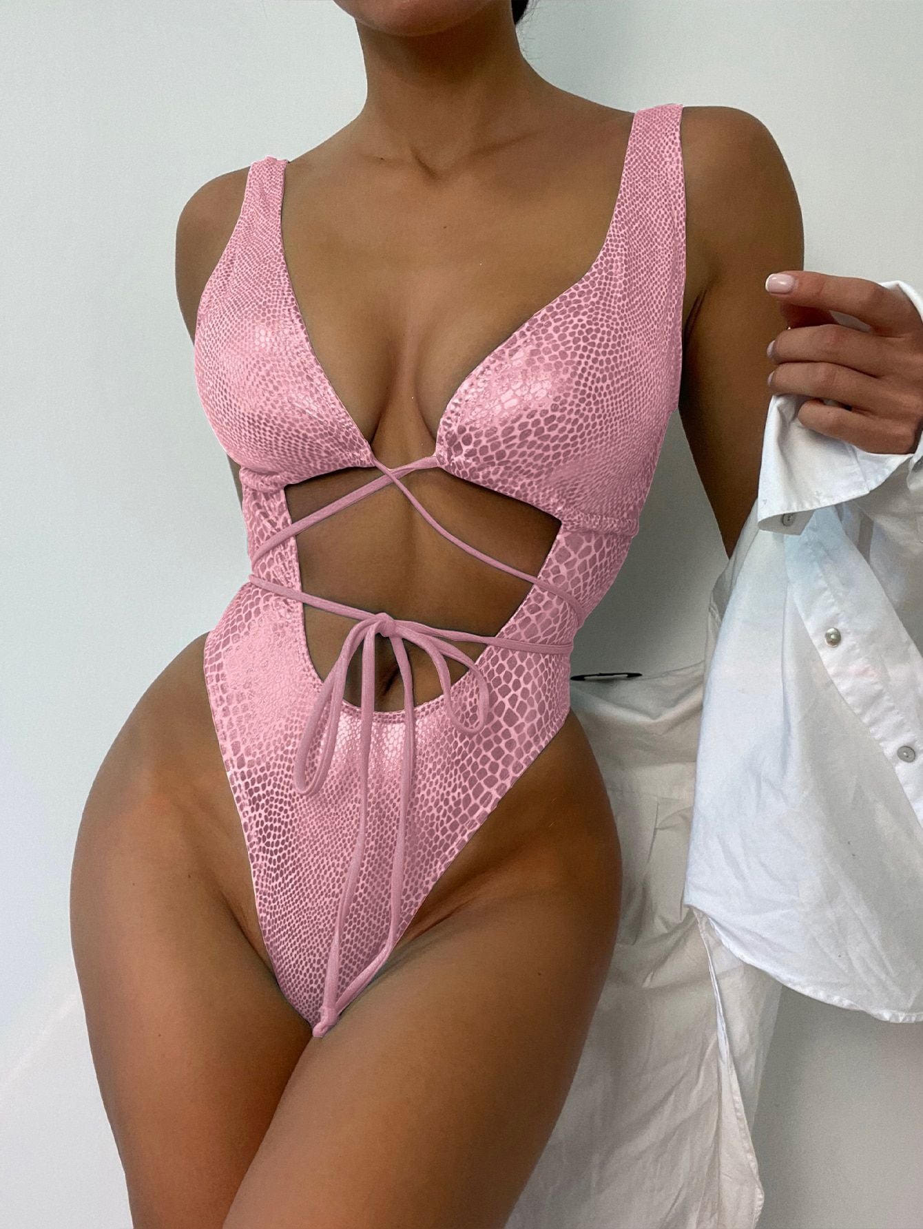 Women's One Piece Lace Up Bikini Swimsuit