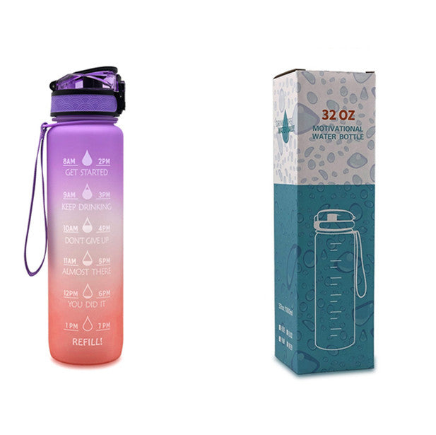 Sports Fitness 1L Tritan Water Bottle With Motivational Time Marker