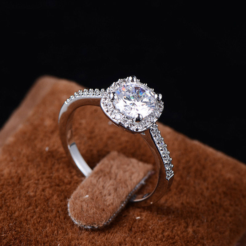 Silver Color Jewelry Luxury Rings Engagement Square Bague Cubic Zirconia