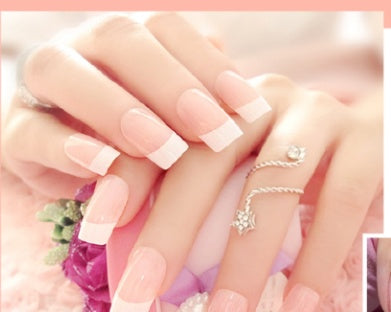 Nail Art Finished French long Fake Nails