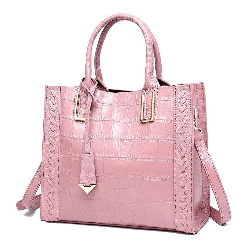 Crocodile Pattern Woven Handbag Leather Handbag
