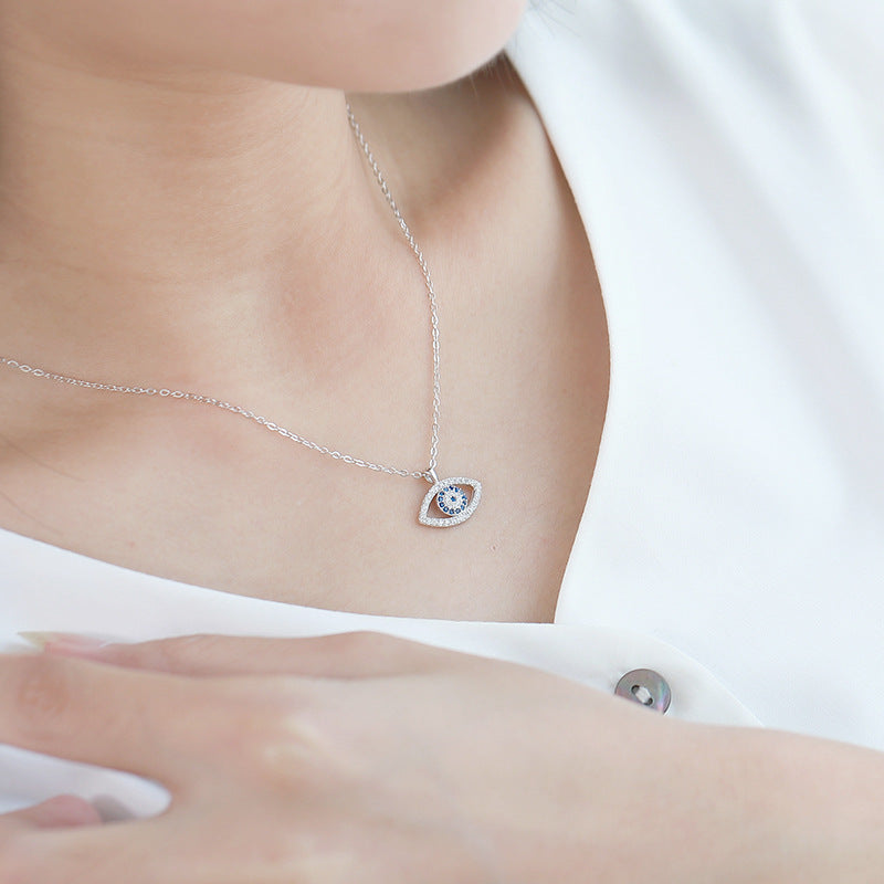 s925 Sterling Silver Atmospheric Demon Eye Pendant Necklace