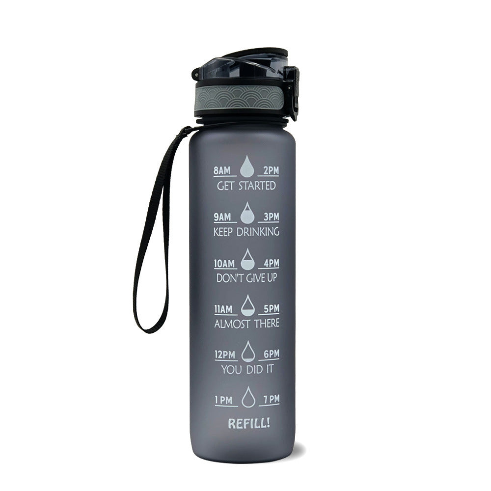 Sports Fitness 1L Tritan Water Bottle With Motivational Time Marker