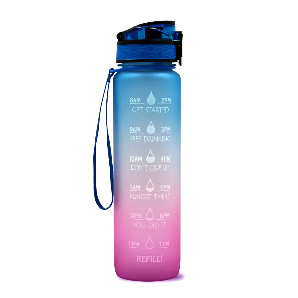 Sports Fitness 1L Tritan Water Bottle With Motivational Time Marker