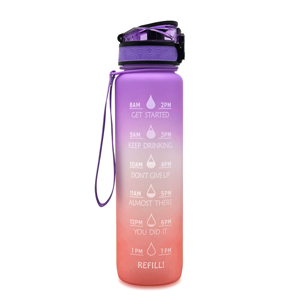 Sports Fitness 1L Tritan Water Bottle With Motivational Time Marker