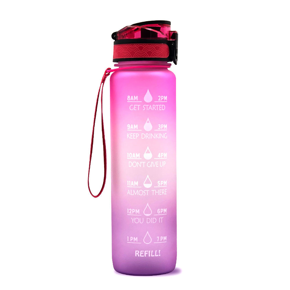 Sports Fitness 1L Tritan Water Bottle With Motivational Time Marker