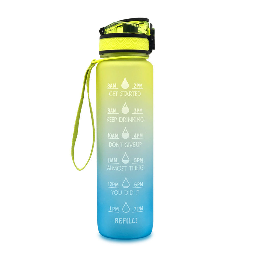 Sports Fitness 1L Tritan Water Bottle With Motivational Time Marker