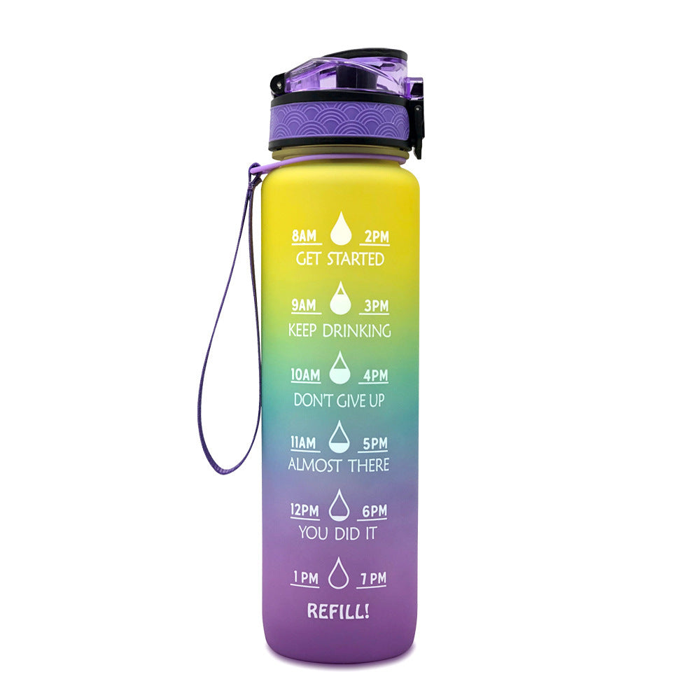 Sports Fitness 1L Tritan Water Bottle With Motivational Time Marker