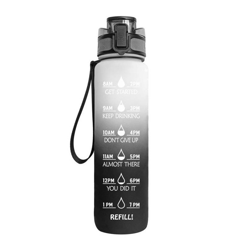 Sports Fitness 1L Tritan Water Bottle With Motivational Time Marker