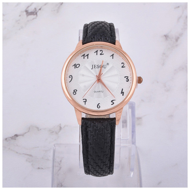 Women's Leather Quartz Wristwatch Sunglasses Corsage 3 Pcs Gift Box