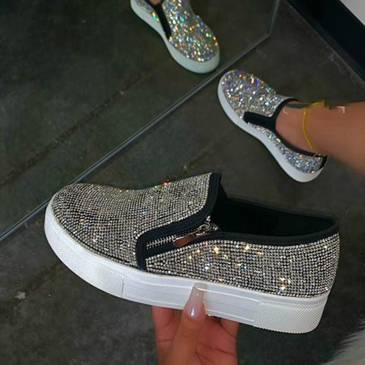 Large Size Rhinestone Flat Casual Shoes