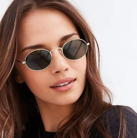 Women Fashion Metal frame Famous Oval Sunglasses