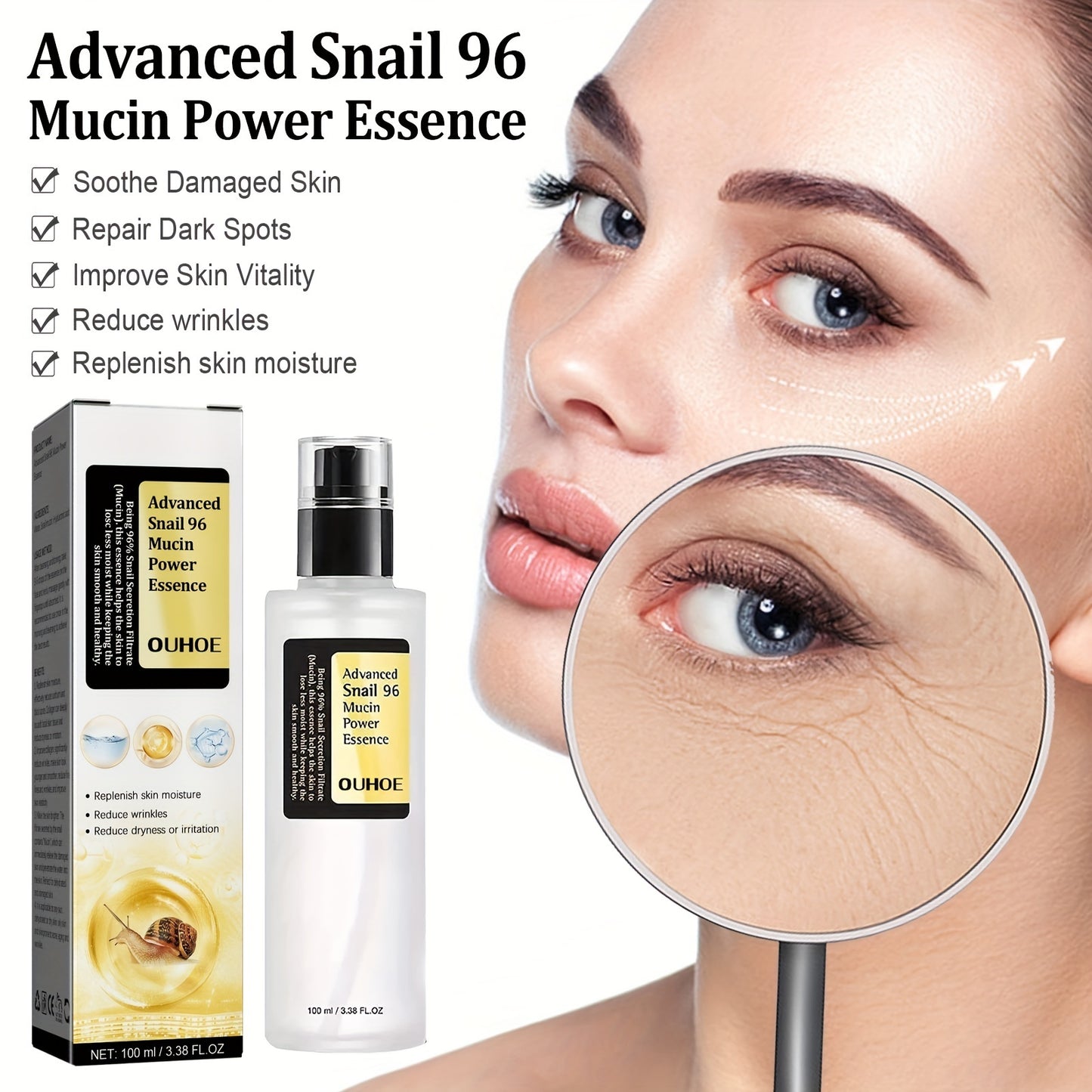 Snail Mucin Power Essence Moisturizer Serum For Face With Snail Secretion