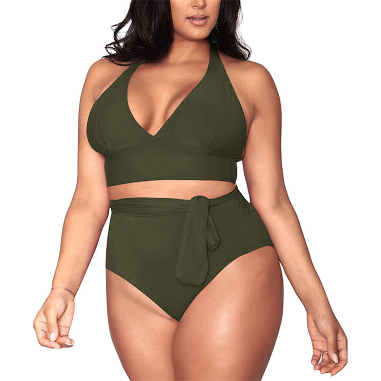 Plus Size Sexy Multi-Rope high waist swimsuit Bikini