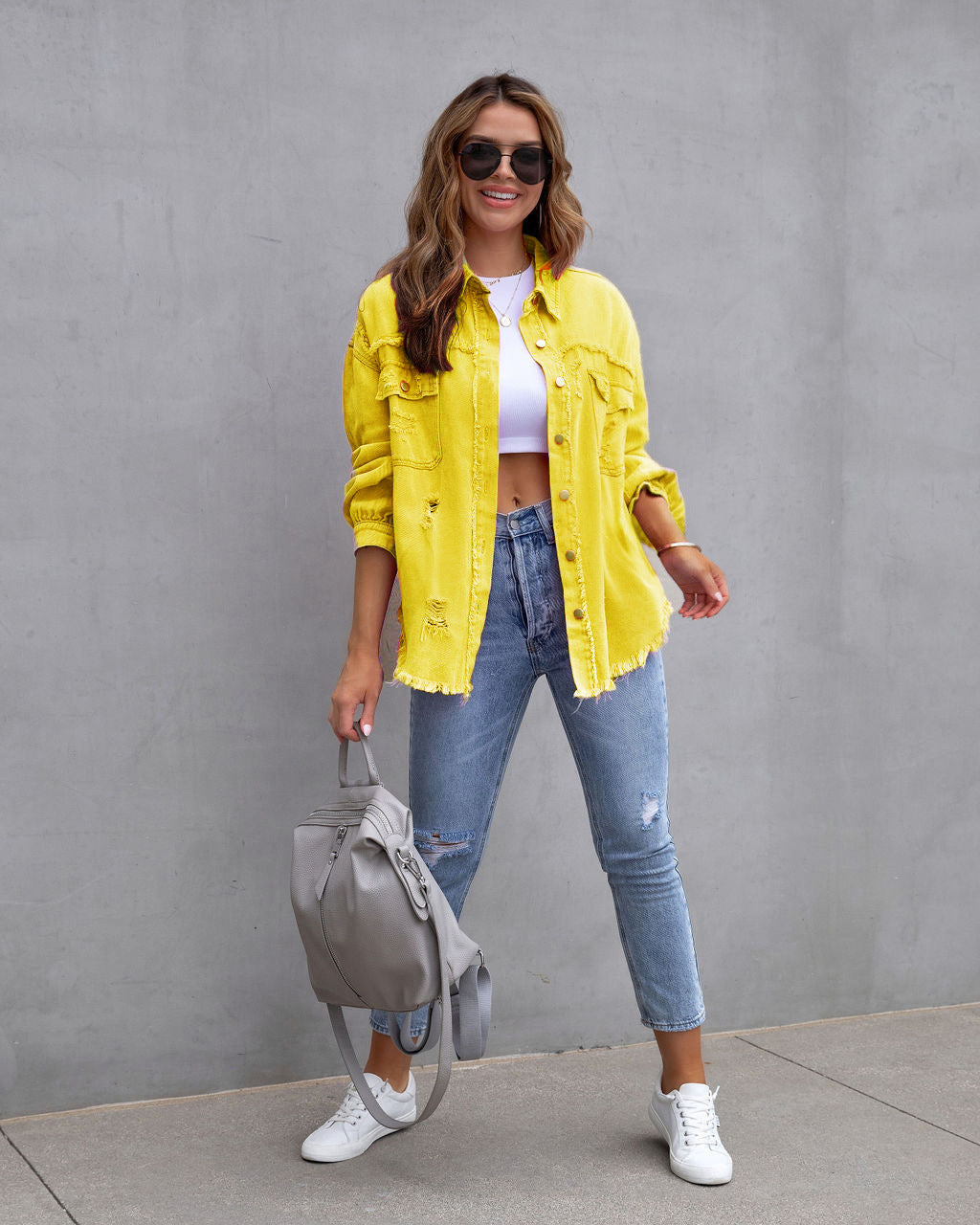 Fashion Ripped Jacket Spring Casual Top