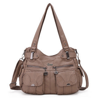 Fashion Ladies Soft Leather Portable Messenger Crossbody Tote Bag