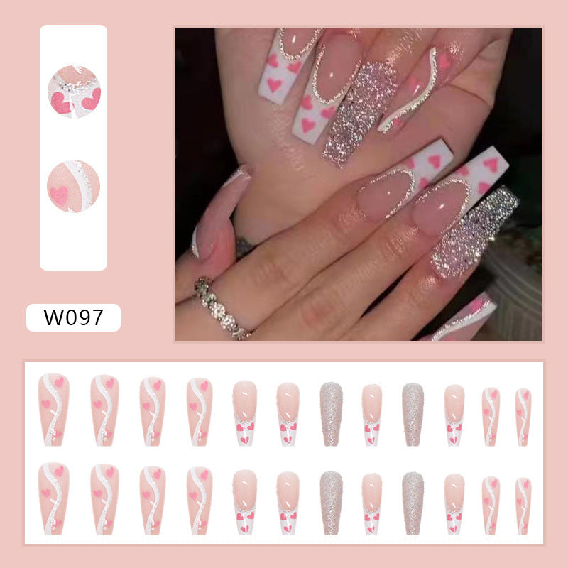 Wearable Finished Fake Beauty Love Nails