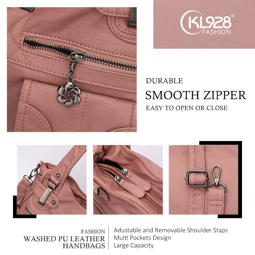Fashion Ladies Soft Leather Portable Messenger Crossbody Tote Bag