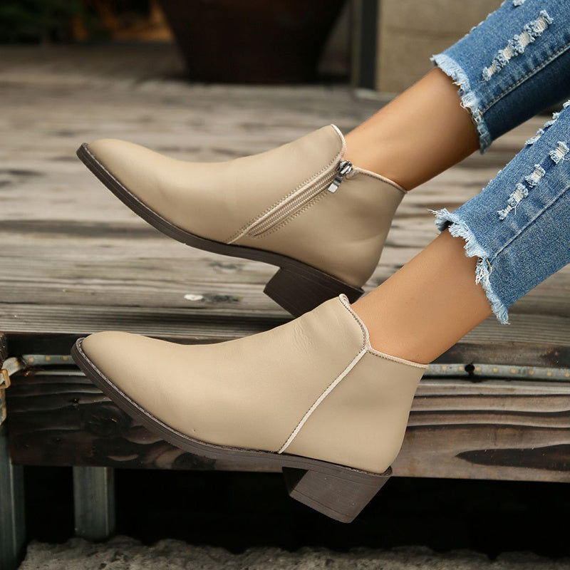 Women's Ankle Chunky Mid Heel Waterproof Shoes