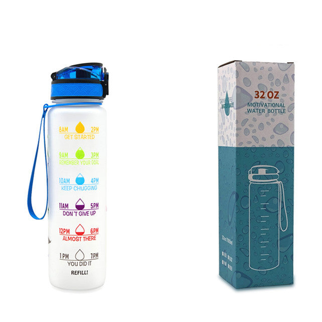 Sports Fitness 1L Tritan Water Bottle With Motivational Time Marker