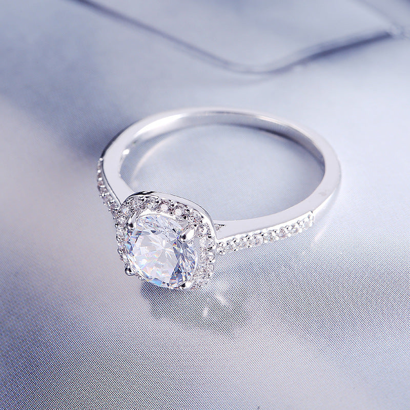 Silver Color Jewelry Luxury Rings Engagement Square Bague Cubic Zirconia