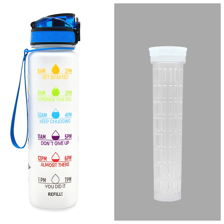 Sports Fitness 1L Tritan Water Bottle With Motivational Time Marker