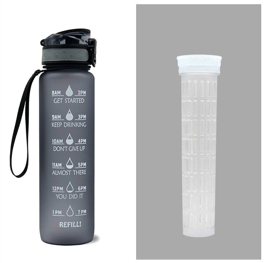 Sports Fitness 1L Tritan Water Bottle With Motivational Time Marker