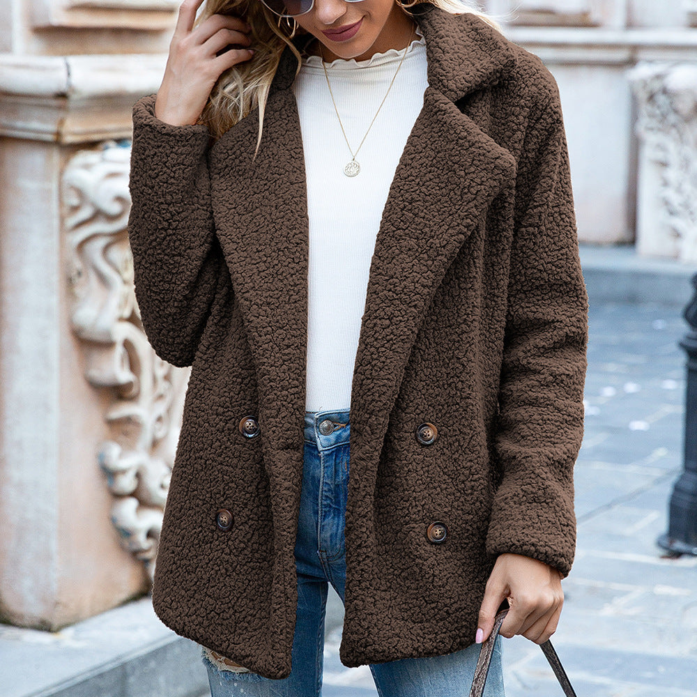 Loose Lapel Winter Cardigan Jacket Outwear For Women
