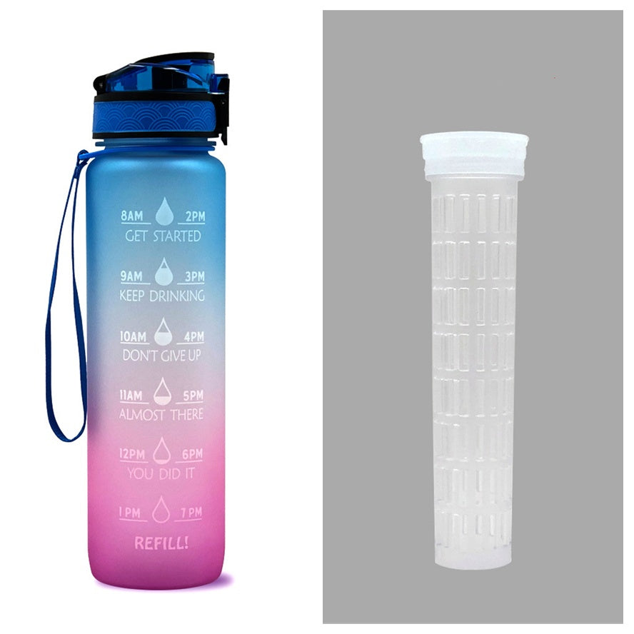 Sports Fitness 1L Tritan Water Bottle With Motivational Time Marker