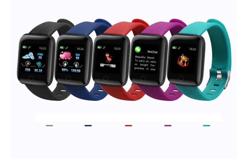 Blood Pressure Monitoring Sports Bracelet with 1.3-inch TFT screen, compatible with iOS and Android, wrist-wear design.