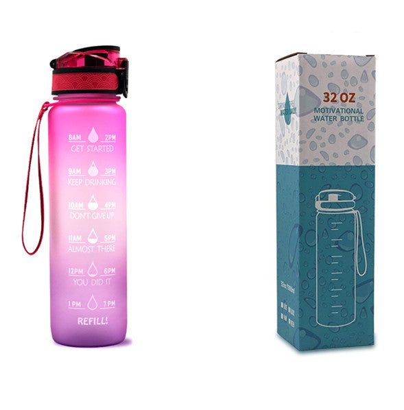 Sports Fitness 1L Tritan Water Bottle With Motivational Time Marker