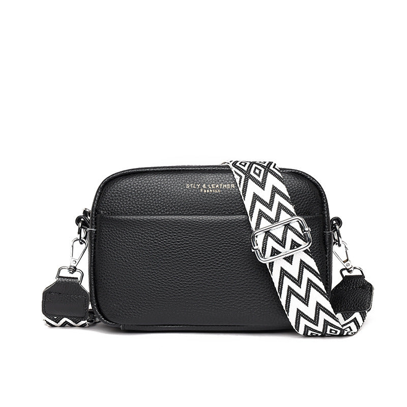 Fashion Shoulder Crossbody Bags With Rhombus Embroidered Wide Shoulder Strap