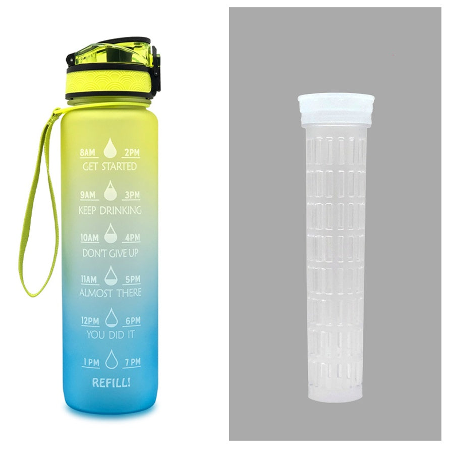 Sports Fitness 1L Tritan Water Bottle With Motivational Time Marker