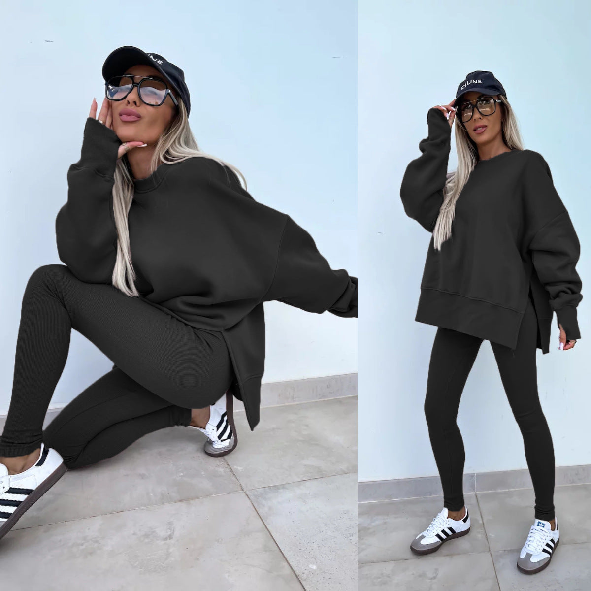 Casual Loose Long Sleeve Crew Neck Sweater Suit