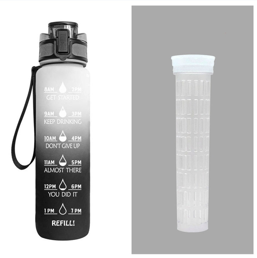 Sports Fitness 1L Tritan Water Bottle With Motivational Time Marker