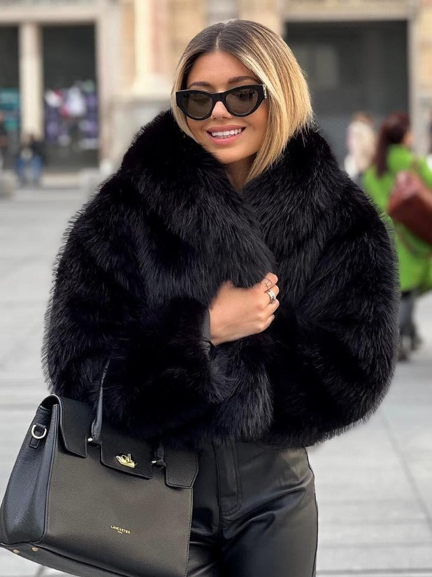 Winter Plush Fashion Thicken Lapel Outwear Coat