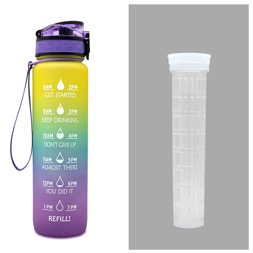 Sports Fitness 1L Tritan Water Bottle With Motivational Time Marker