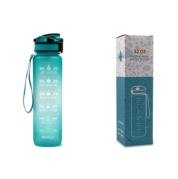 Sports Fitness 1L Tritan Water Bottle With Motivational Time Marker