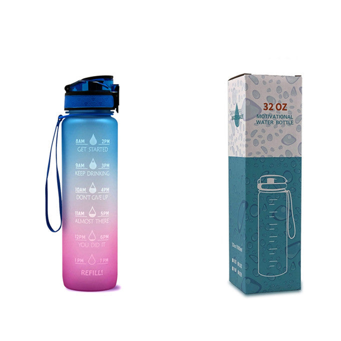 Sports Fitness 1L Tritan Water Bottle With Motivational Time Marker