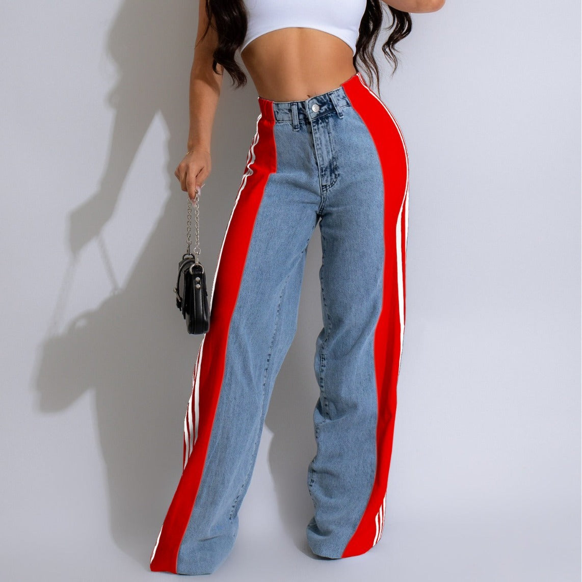 2025 Fashion Casual High Waist Elastic Straight Leg Streetwear Trousers