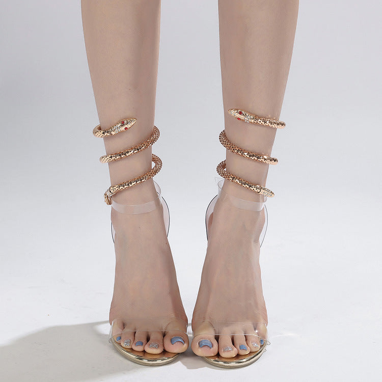 Rhinestone Transparent High-heeled Sandals