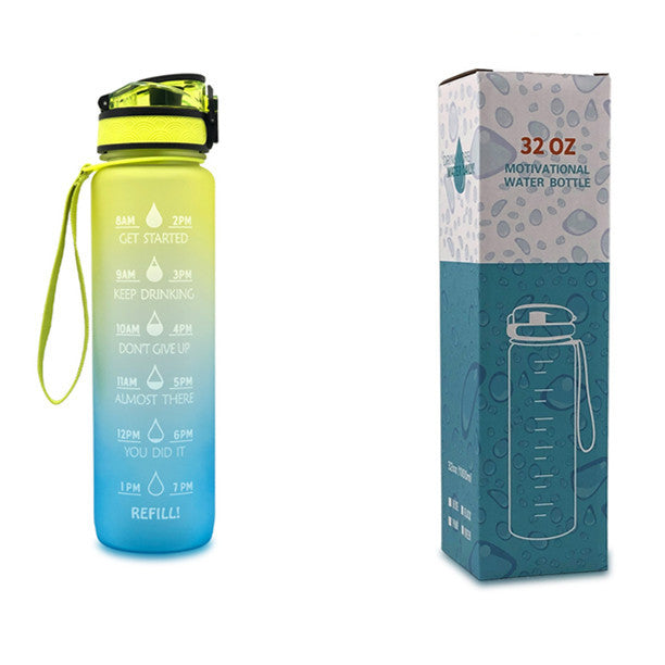 Sports Fitness 1L Tritan Water Bottle With Motivational Time Marker