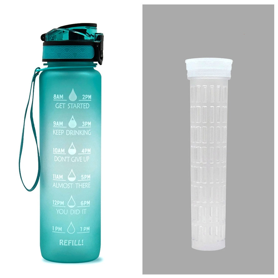 Sports Fitness 1L Tritan Water Bottle With Motivational Time Marker