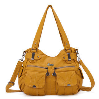 Fashion Ladies Soft Leather Portable Messenger Crossbody Tote Bag