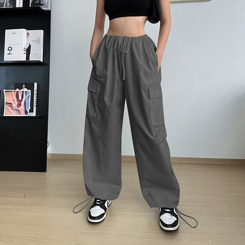 Wide Leg Loose Plus Size Tether Straight Cargo Pants