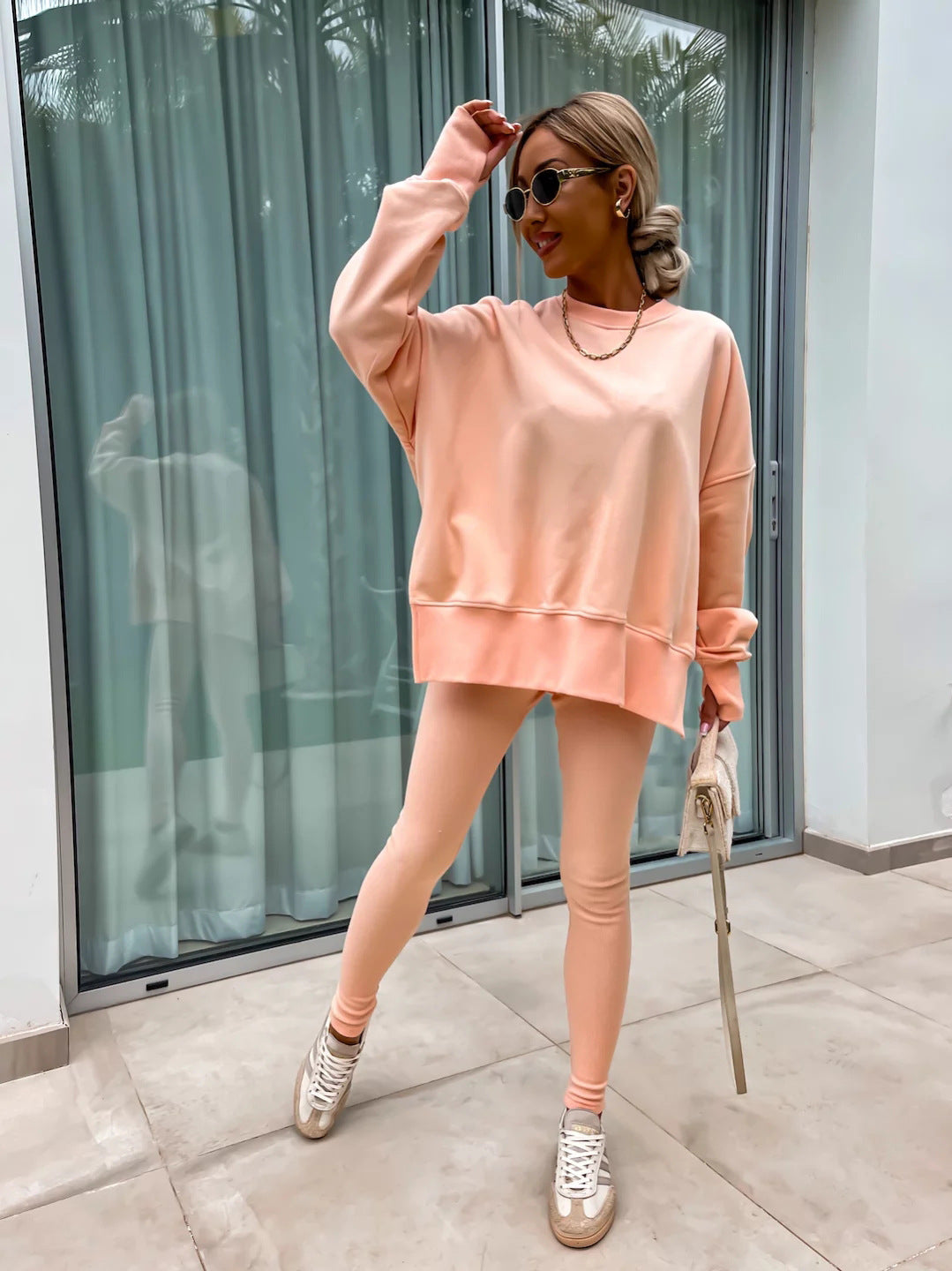 Casual Loose Long Sleeve Crew Neck Sweater Suit