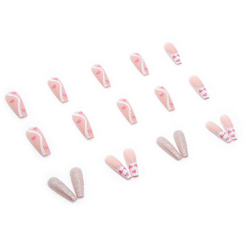 Wearable Finished Fake Beauty Love Nails