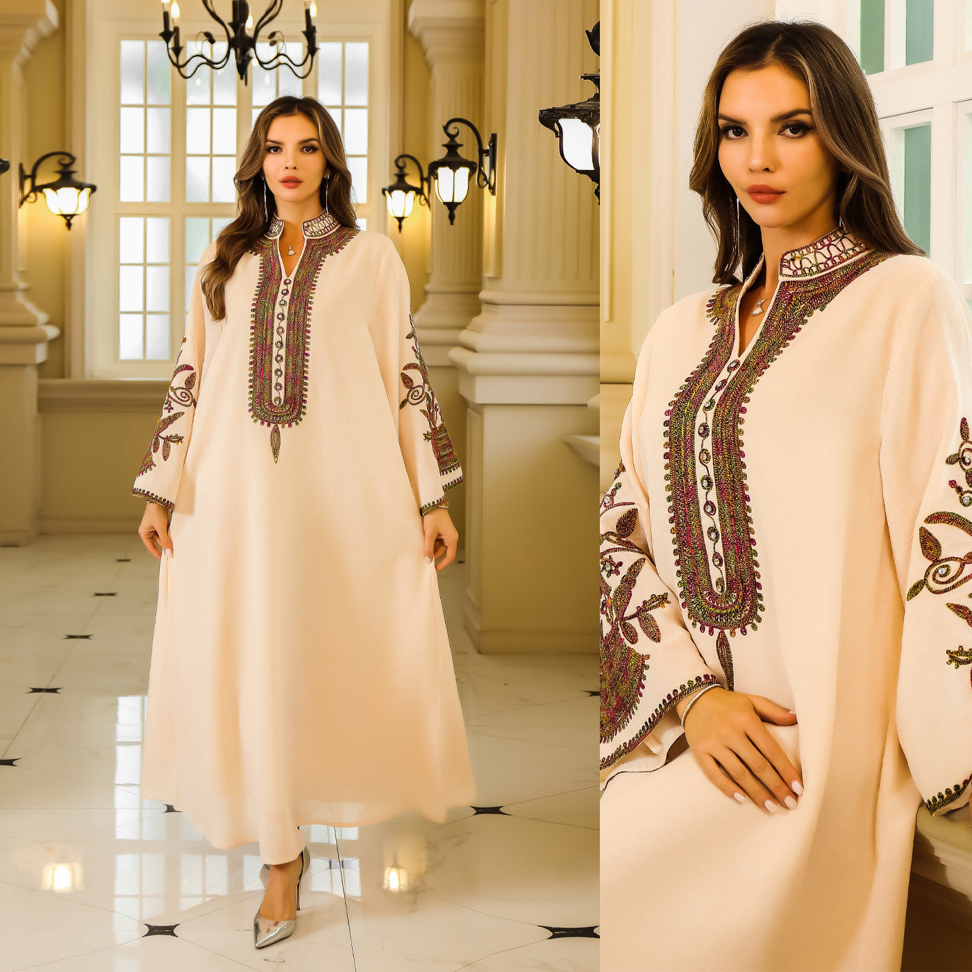 Fashion Muslim Rope Embroidered Robe
